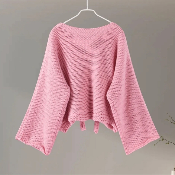 Oversize Sweater Women Loose Lazy Lace Up Bow Knit Pullover Female 2024 Autumn - Picture 3 of 6